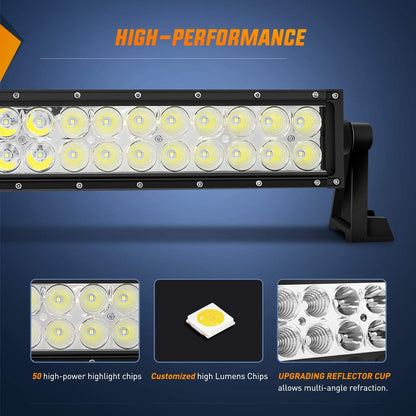 52" LED Light Bar & 4" Spot Pods Combo with Mount for 2007-2017 Jeep Wrangler JK