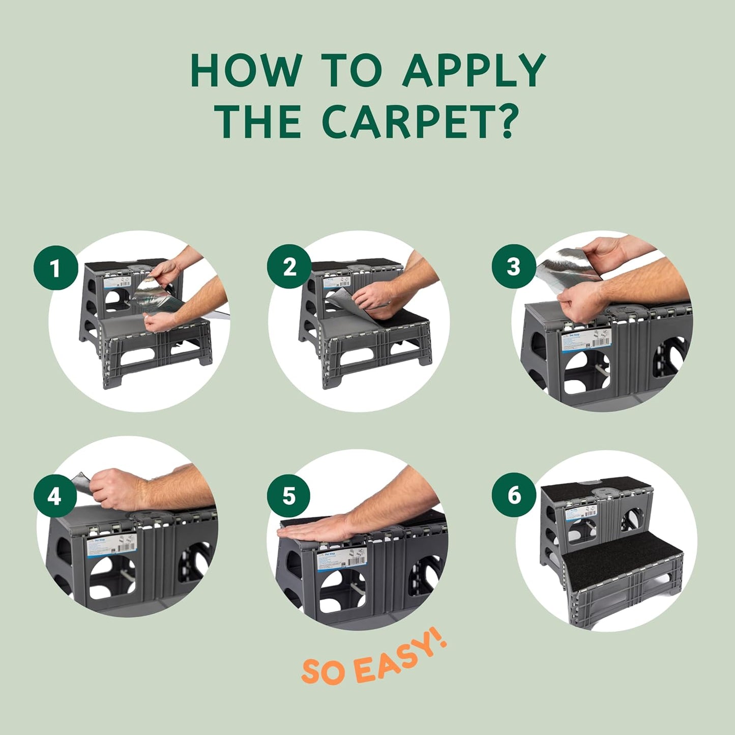 2-Step Folding Pet Stairs/Ramp - 300 lb Capacity, Carpeted Design for Bed/Car/SUV (Indoor/Outdoor)