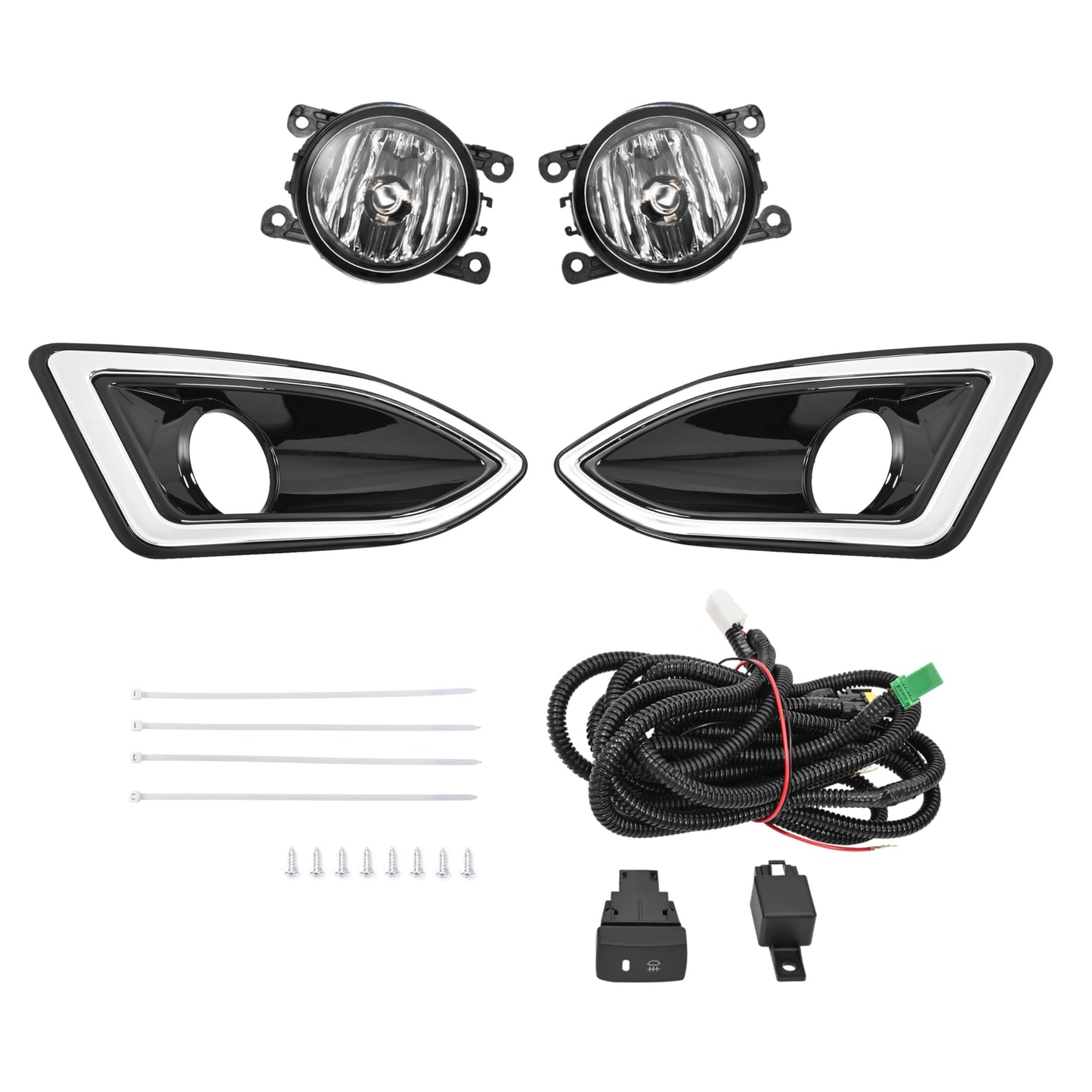 Ford Edge Fog Light Kit with Bezel, Clear Lens
