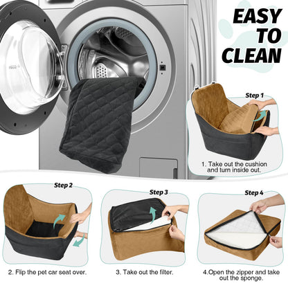 Dog Booster Car Seat for Medium Dogs Up to 40lbs Pets with 2 Clip-On Leashes