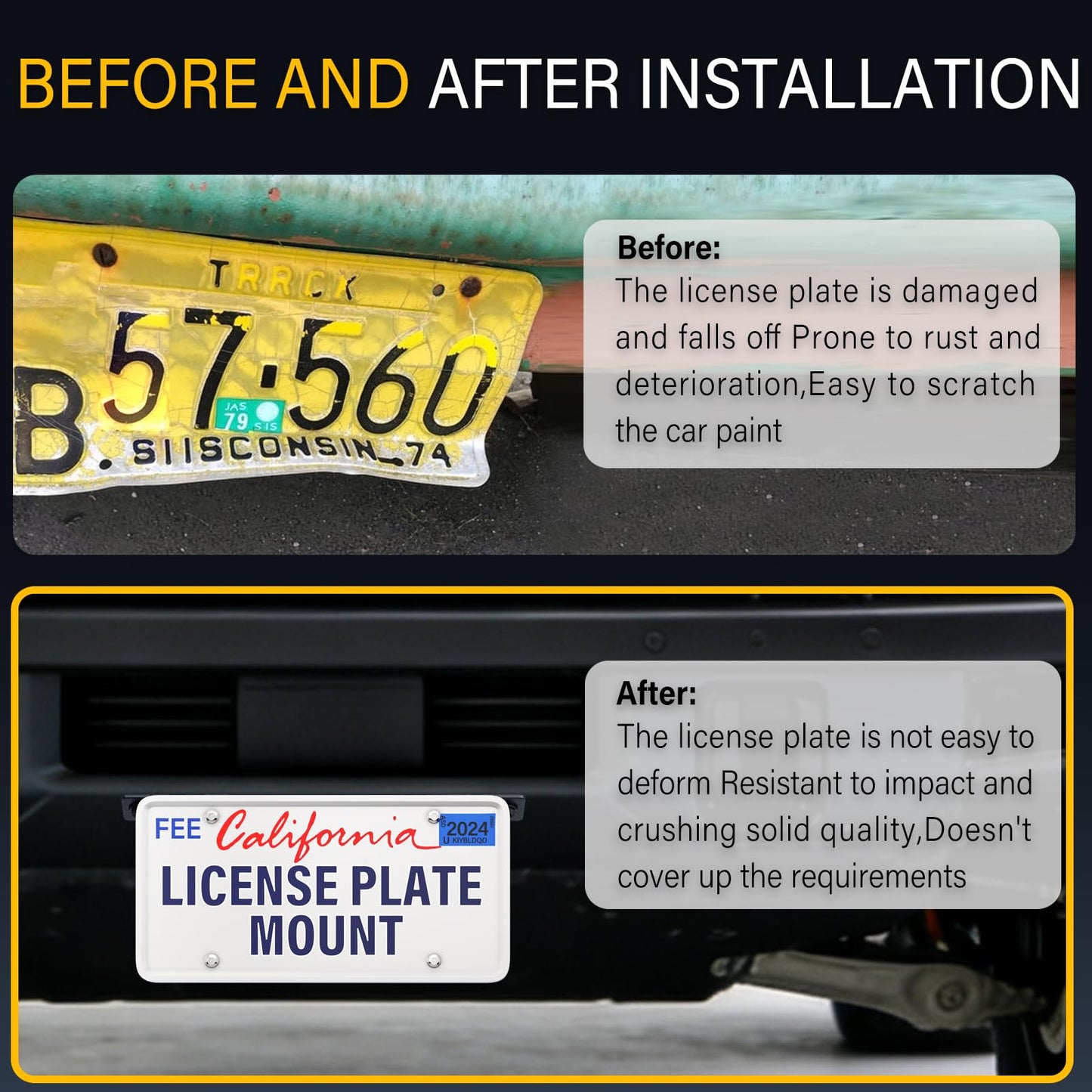 Bronco Front License Plate Mount for Modular Bumper