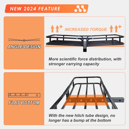 500 lb Hitch Cargo Carrier with Waterproof Bag - 53"x19" Basket, Fits 2" Receiver