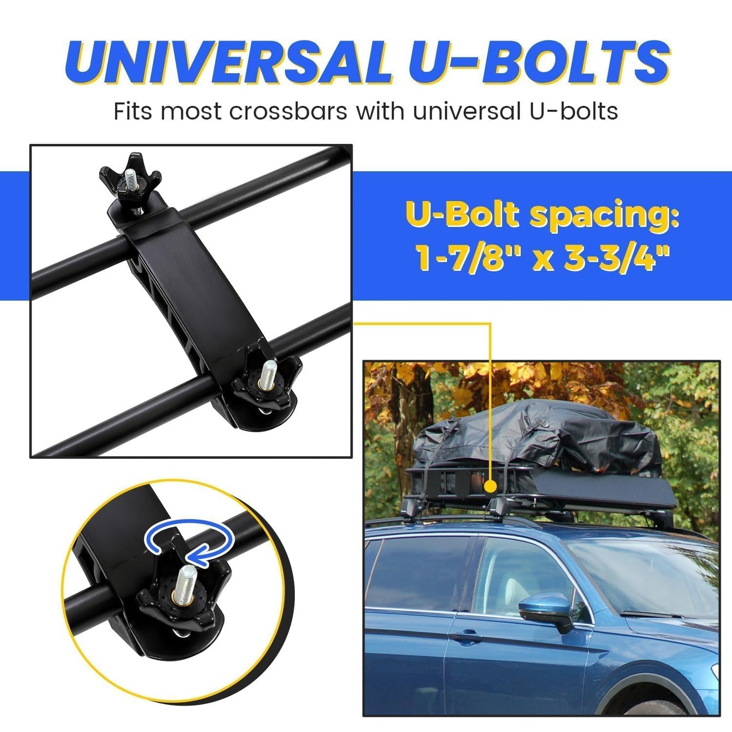 59"x39"x5.1" Heavy-Duty Roof Basket - 250 lb Capacity, Universal Fit for Car/SUV