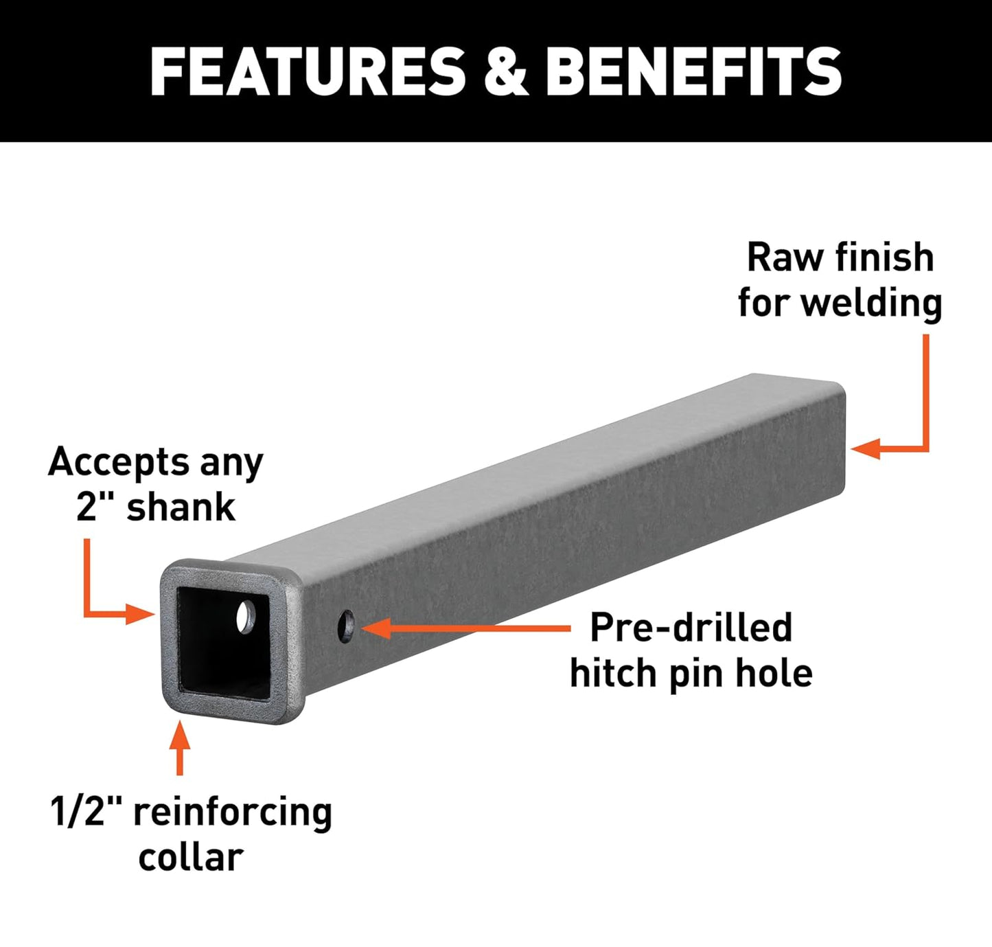 2"x2" 24" Receiver Tube - Raw Finish, 49240
