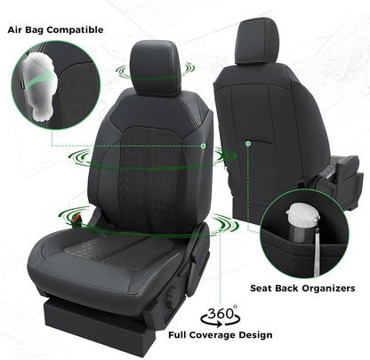 for Ford Bronco Leather Seat Covers 4 Door 2021 2022 2023 2024 2025, Custom Fit Car Seat Cover Full Set, Luxury Waterproof Interior Protectors Accessories, Black (W/O Rear Armrest)