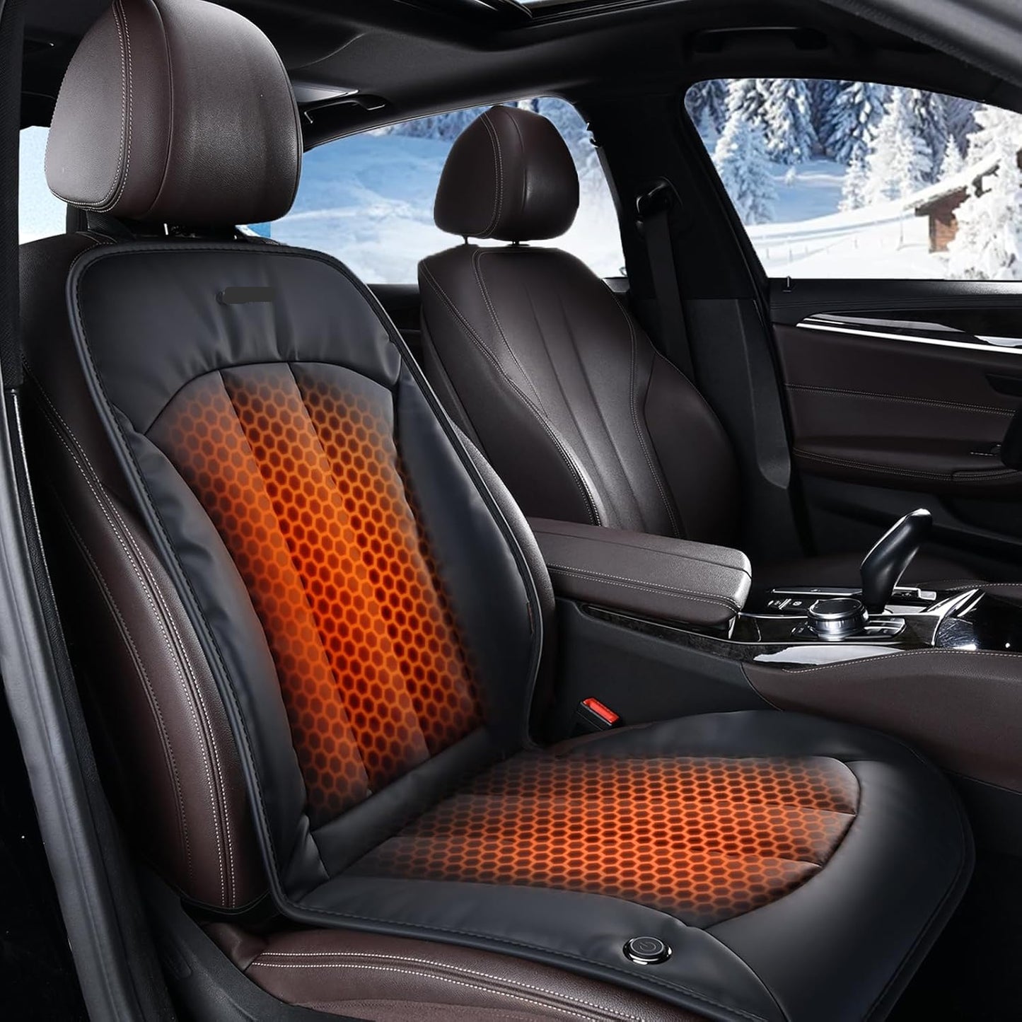 Waterproof Faux Leather Front Seat Cover - Universal Fit, Winter Cozy (Black)