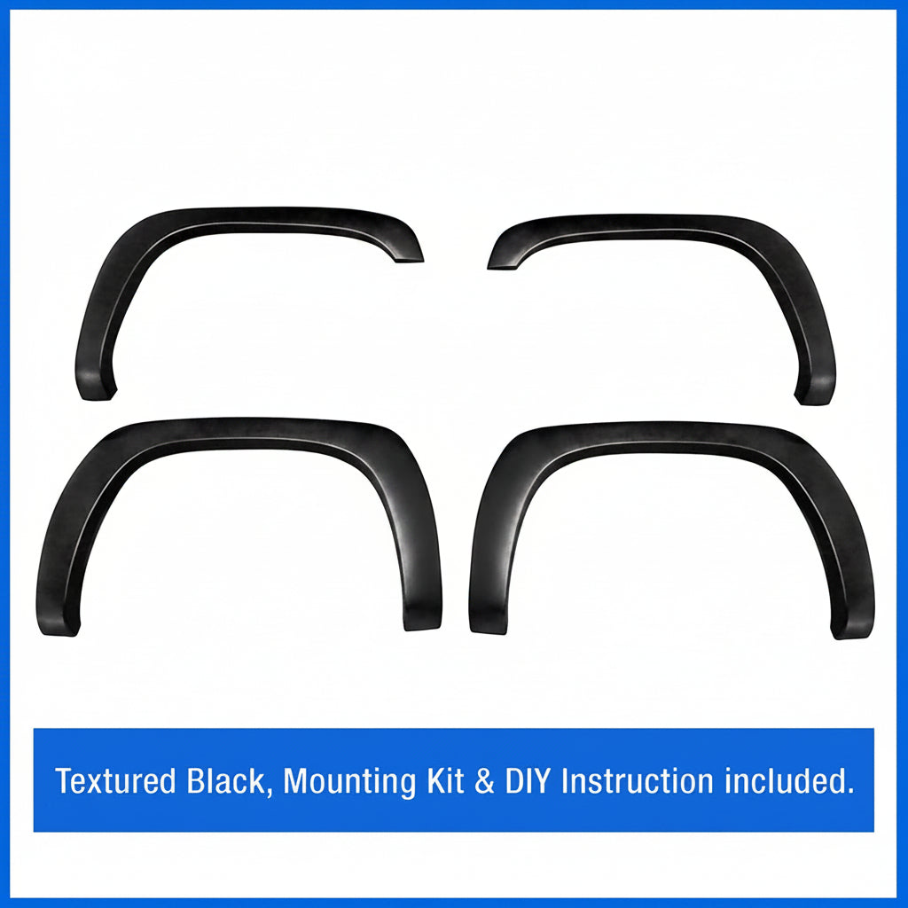 4-PCS Factory-Style Fender Flares for 1999-2006 Chevy/GMC 1500/2500/3500HD (Textured Black) - TG-FF6C4218