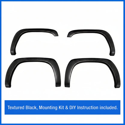 4-PCS Factory-Style Fender Flares for 1999-2006 Chevy/GMC 1500/2500/3500HD (Textured Black) - TG-FF6C4218