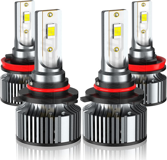 Compatible For Dodge RAM 1500 2500 3500 High and Low Beams Light Bulbs 2009 2010 2011 2012 2013 2014 2015 2016 2017 2018 2019 2020 2021 2022 2023, 6500K White, 500% Brightness, Plug n Play, Pack of 4