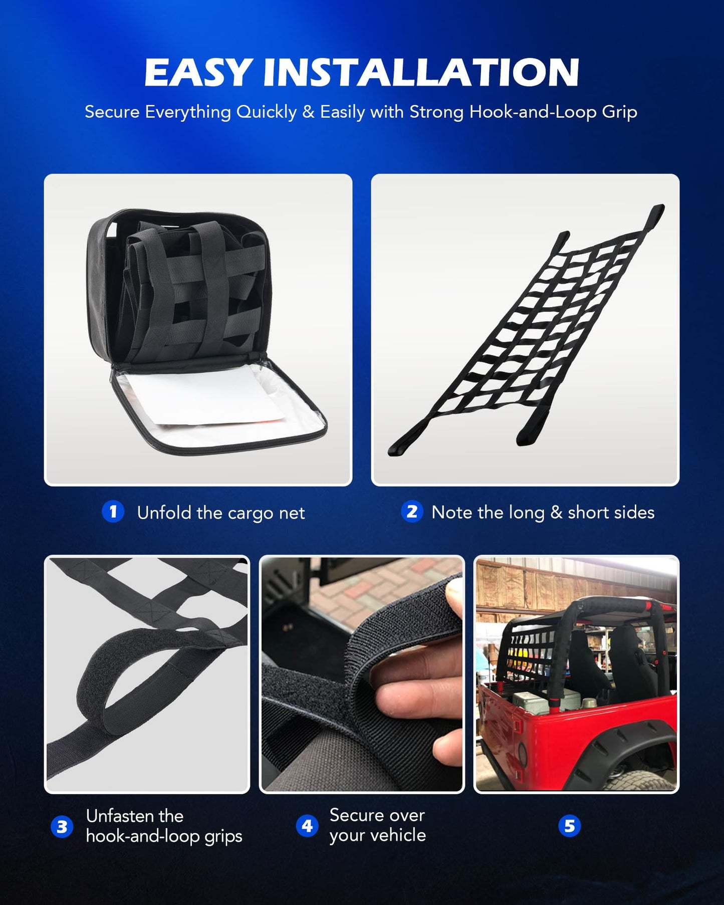 2-Pack Mesh Cargo Net / Hammock for Jeep Wrangler & Gladiator (1987-2022)