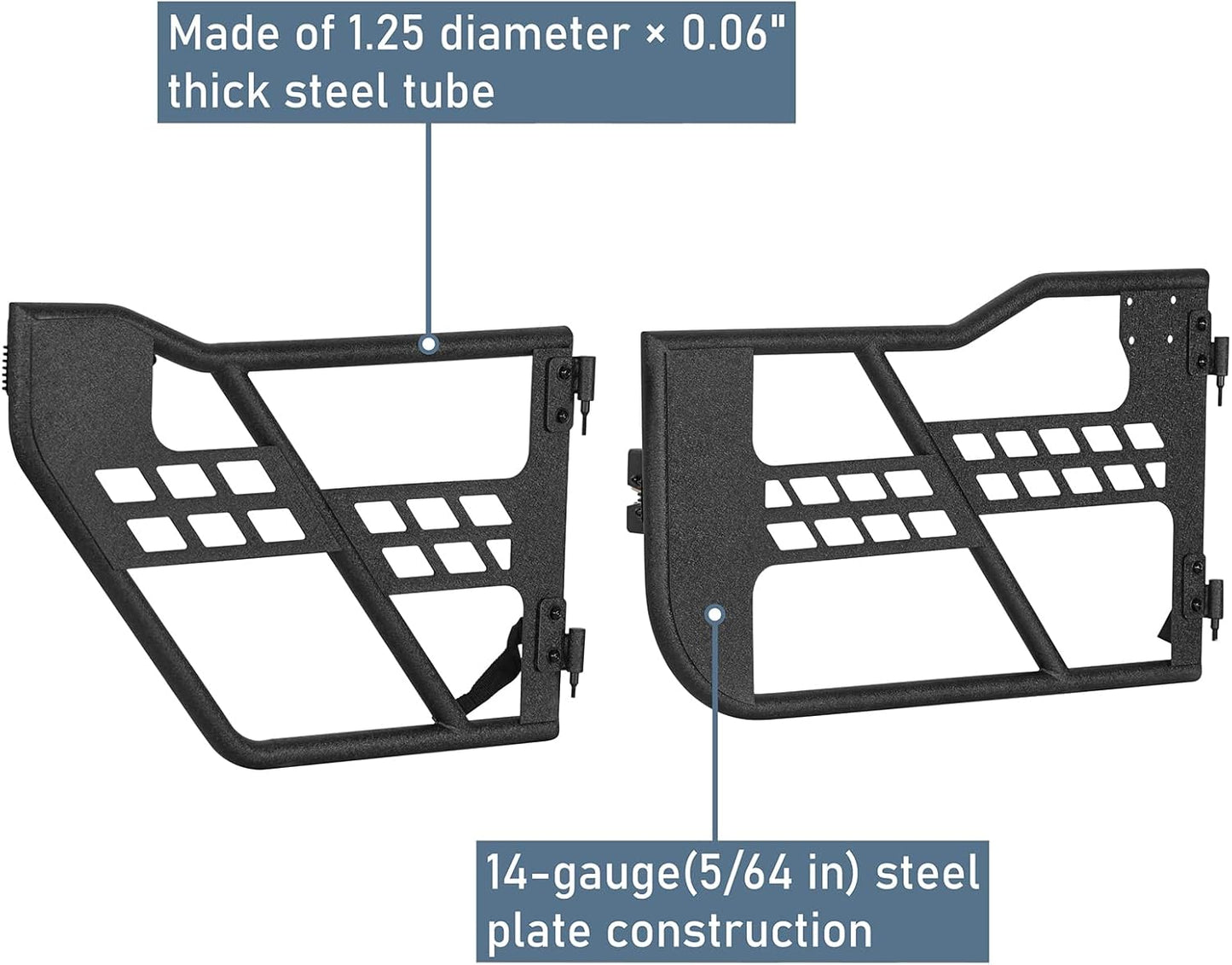 Tubular Half Doors (4-PCS) for 2018-2025 Jeep Wrangler JL & 2020-2025 Gladiator JT - Excludes 2026+ Models
