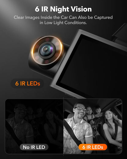i07 3-Channel Dash Cam - 4K Front + 1080P Inside/Rear, WiFi GPS, 32GB Card, 24H Parking Mode