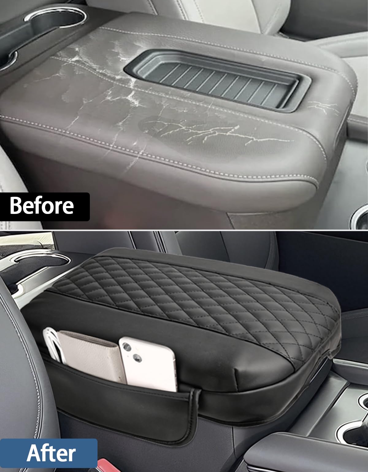 Thickened Console Cover (1.2") for 2019-2025 Chevy/GMC Trucks & SUVs (Bucket Seats) - 2 Pockets