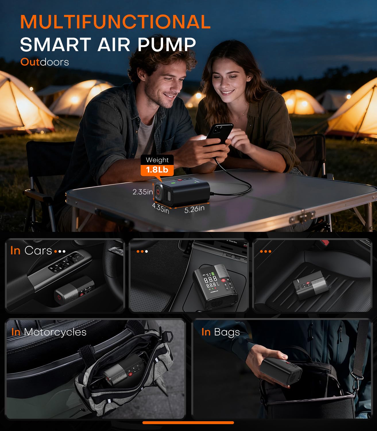 3X Faster 160PSI Tire Inflator - 48LPM, 10400mAh, APP Control for Trucks/SUVs/RVs