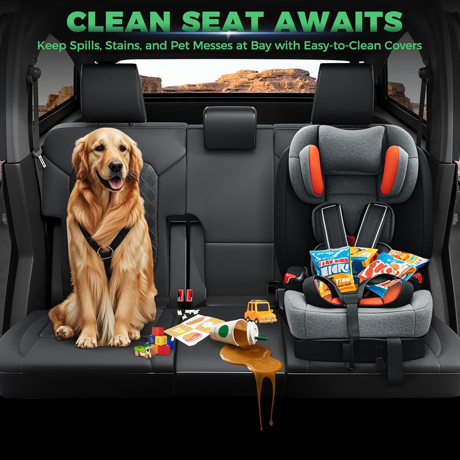 for Ford Bronco Leather Seat Covers 4 Door 2021 2022 2023 2024 2025, Custom Fit Car Seat Cover Full Set, Luxury Waterproof Interior Protectors Accessories, Black (W/O Rear Armrest)