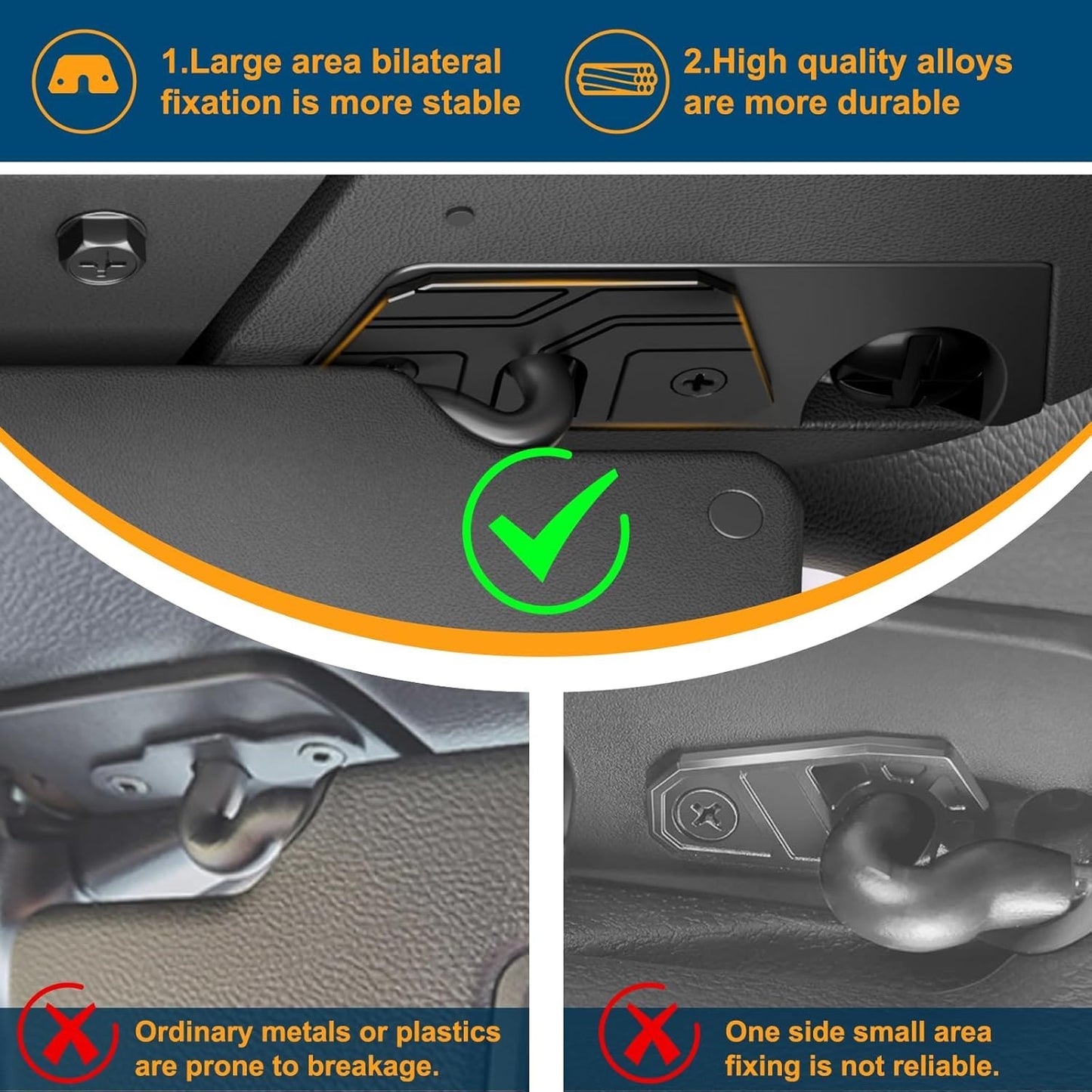 Sun Visor Repair Kit (2-Pack) for 2018-2023 Jeep Wrangler JL & Gladiator - Aluminum Clips (Black)