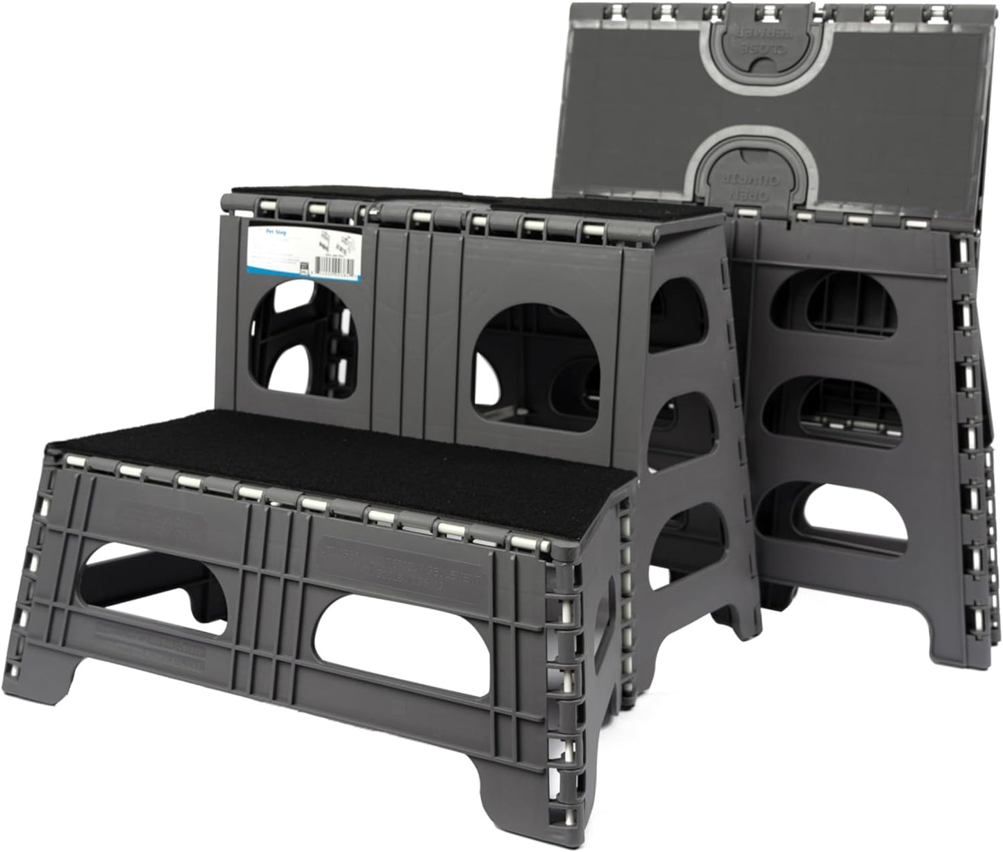 2-Step Folding Pet Stairs/Ramp - 300 lb Capacity, Carpeted Design for Bed/Car/SUV (Indoor/Outdoor)