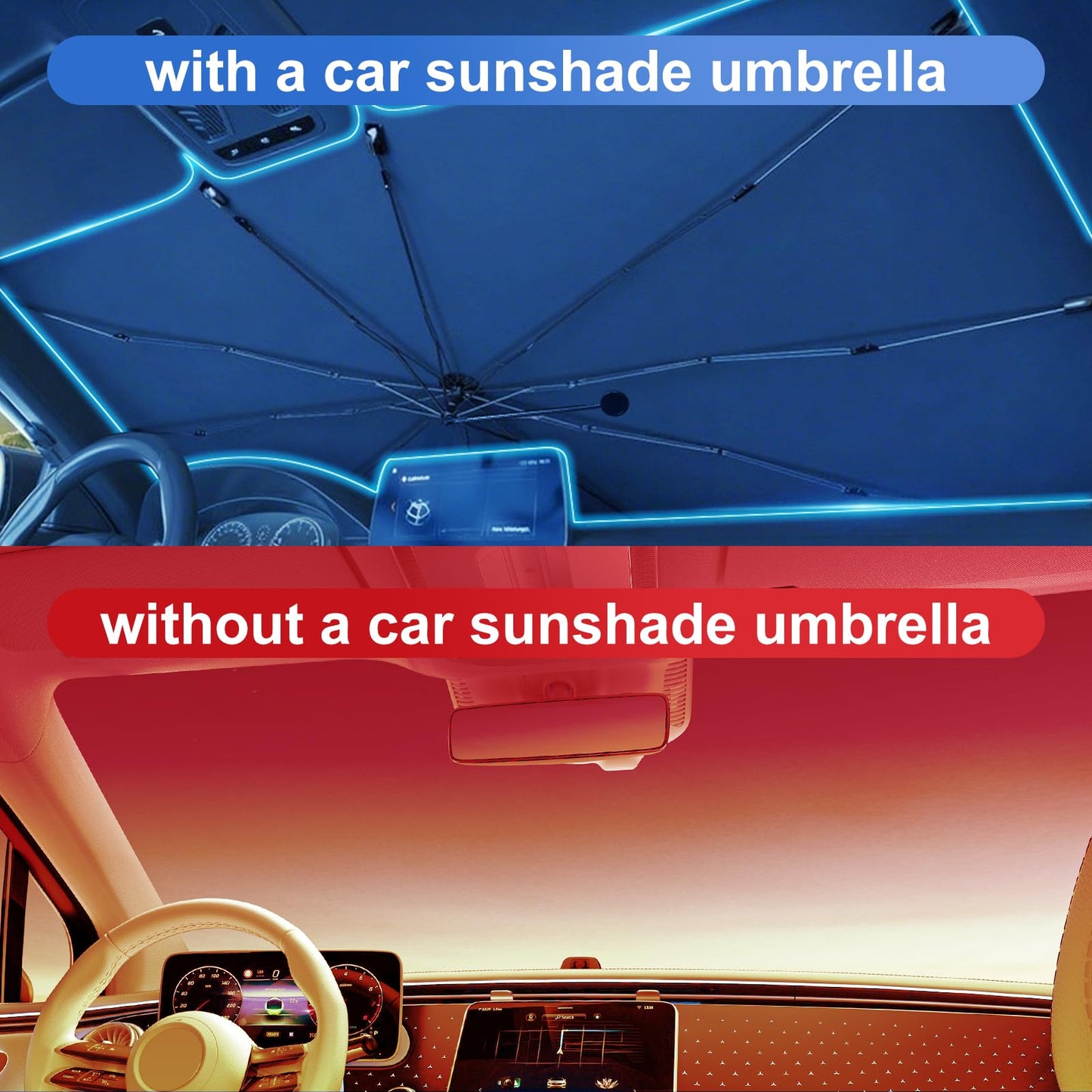 Foldable Car Windshield Sun Shade Umbrella, UV Block, Sedans SUVs Medium