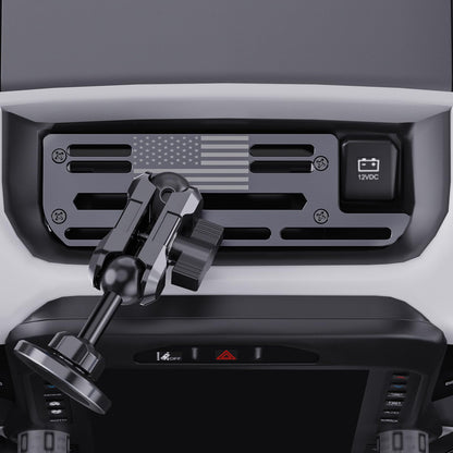 Steel Phone Mount for 2019+ Ram 1500/2500/3500/TRX - Dual Head Magnetic & Clamp, USA Flag Design, OEM Dash Screw Mount