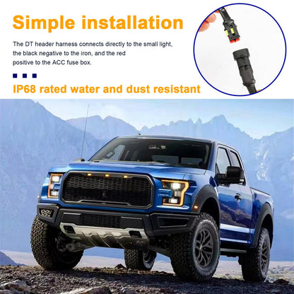 4-PCS Amber LED Grill Lights with Harness for Ford F-Series (Black/Yellow)