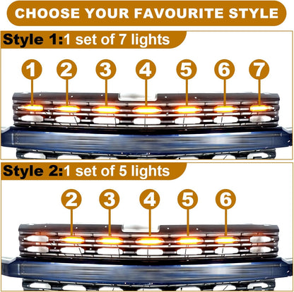 LED Grill Lights for 2019-2021 Chevy Silverado 1500 Grille Racing Lights Fits Custom Trail Boss WT Models Only,No Drill Installation,Silverado Accessories (Amber Style, 5)