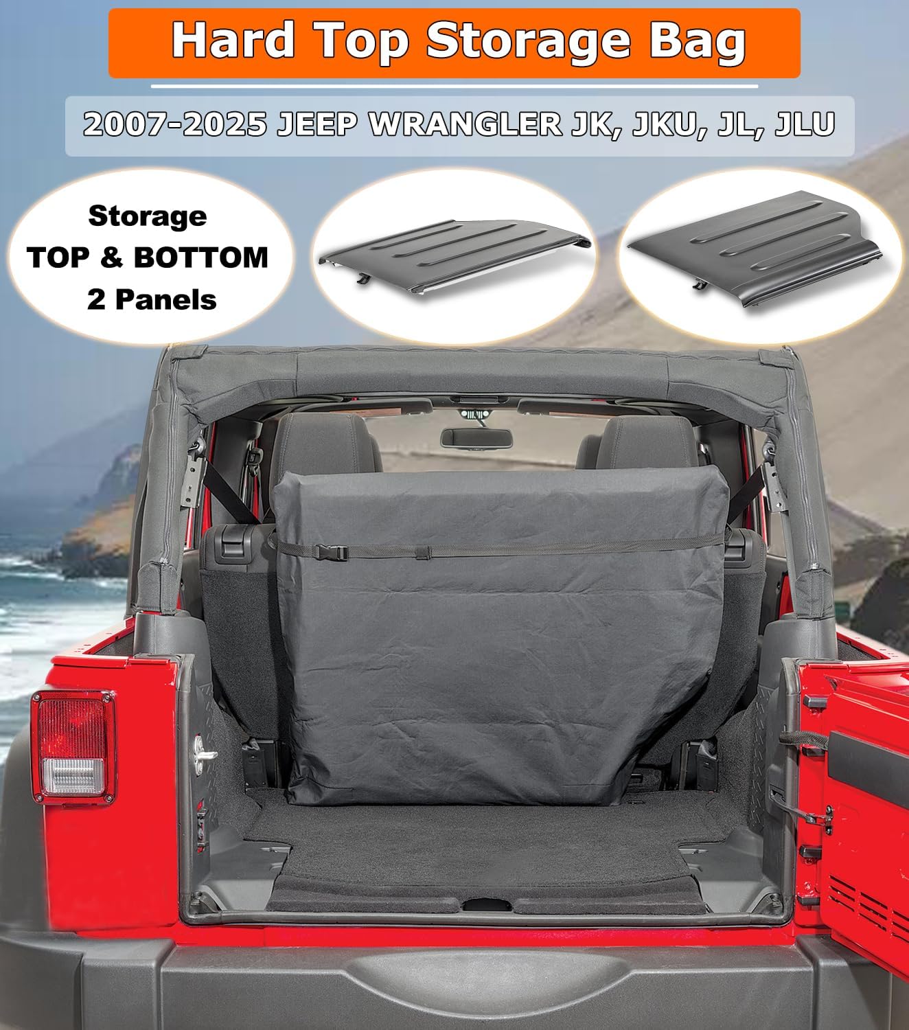 Freedom Panel Hard Top Storage Bag for 2007-2025 Jeep Wrangler & Gladiator (Black)
