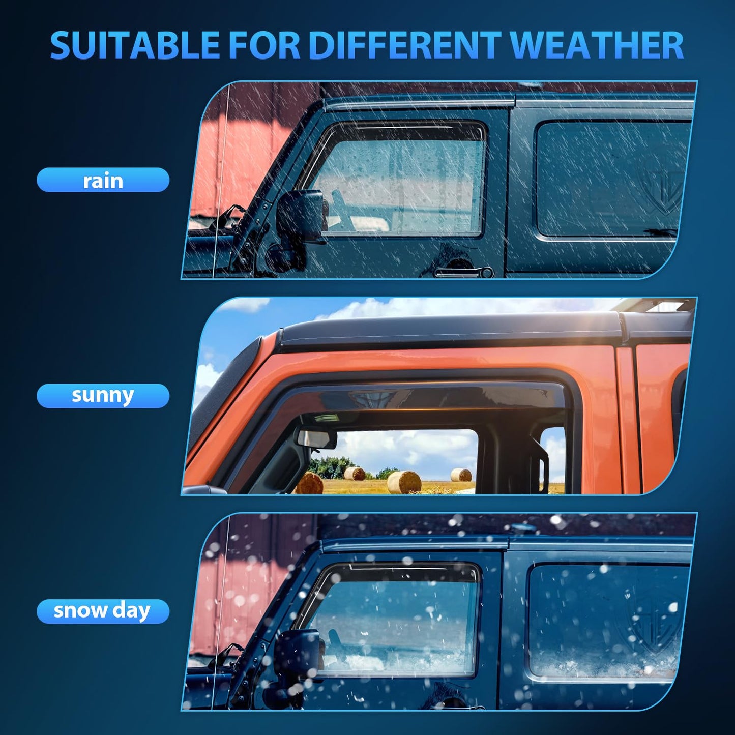 Window Vent Visors for 2018-2026 Jeep Wrangler JL & Gladiator (4-Pack)