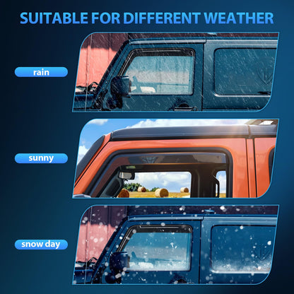 Window Vent Visors for 2018-2026 Jeep Wrangler JL & Gladiator (4-Pack)
