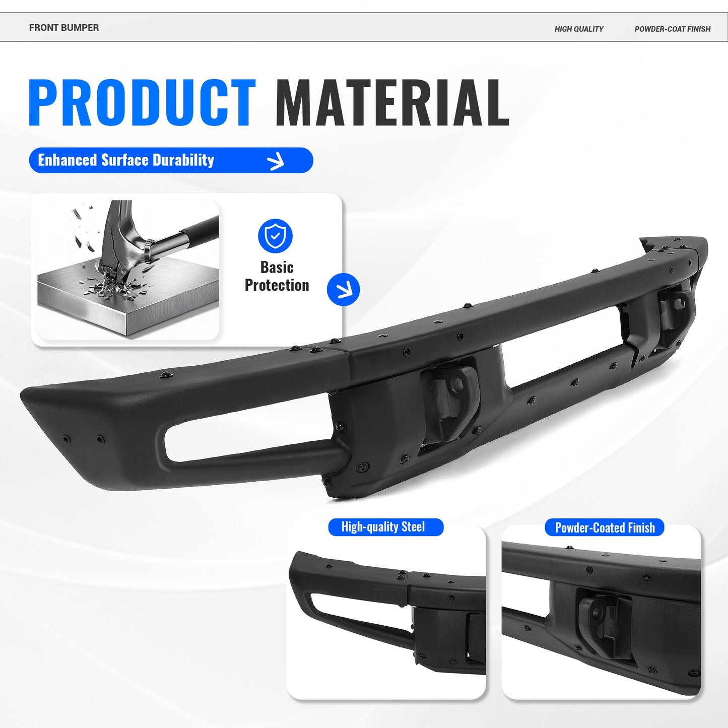 Bronco Steel Front Bumper with Sensor Holes