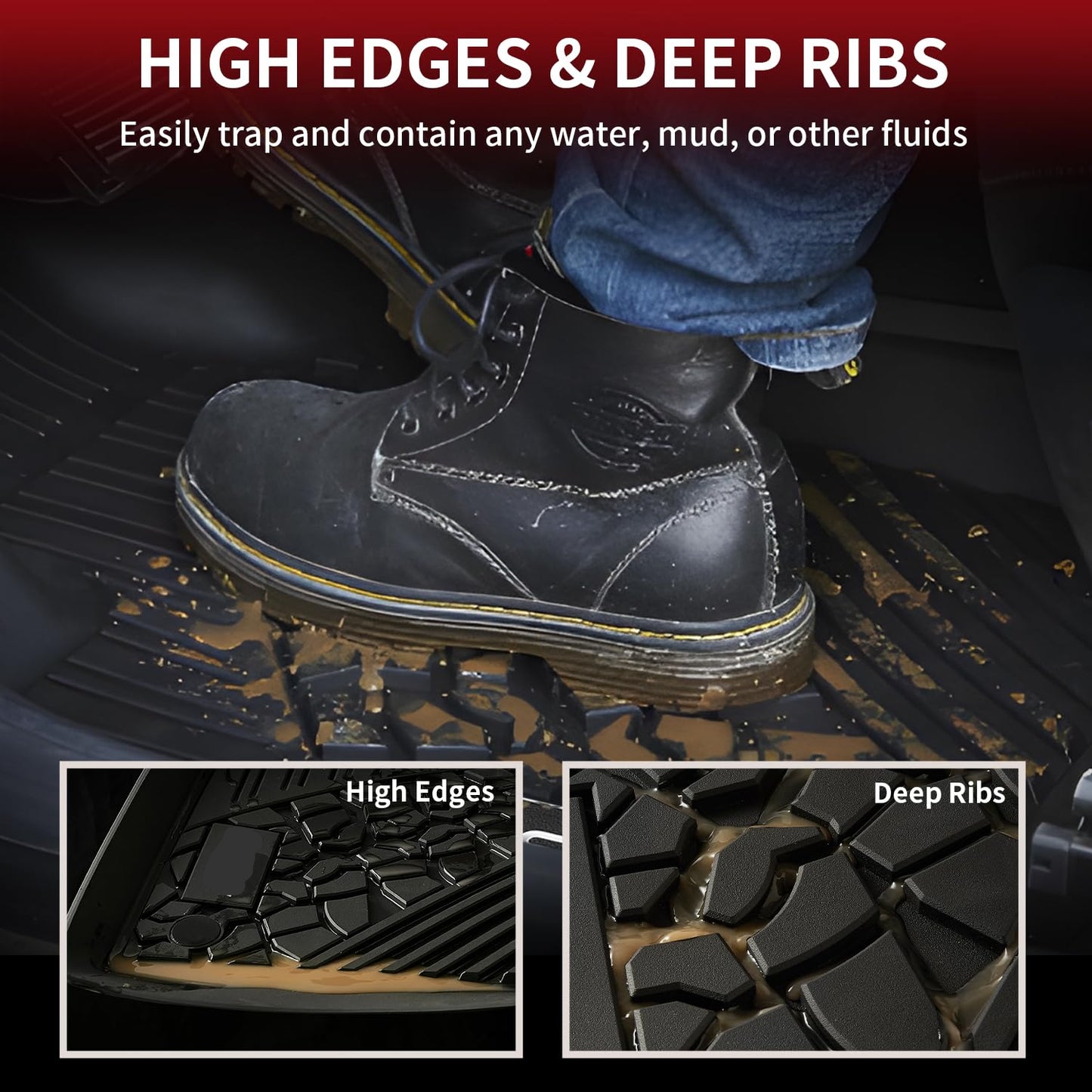 TPE All-Weather Floor & Cargo Mat for 2018-2026 Jeep Wrangler JL 4-Door (Gas Models)