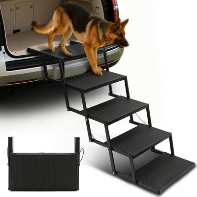 5-Step Foldable Dog Stairs - 25.6" H, 350 lb Capacity for Large Dogs (Car/Truck)