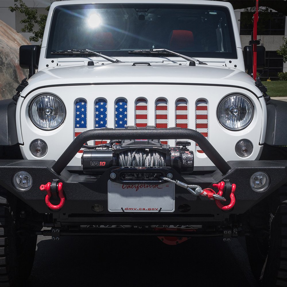 2007-2018 Jeep JK/JKU Front Grille Mesh Insert - Matte Black Aluminum