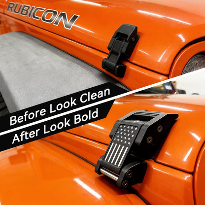 Aluminum American Flag Hood Latches for Jeep Wrangler JK JL Gladiator
