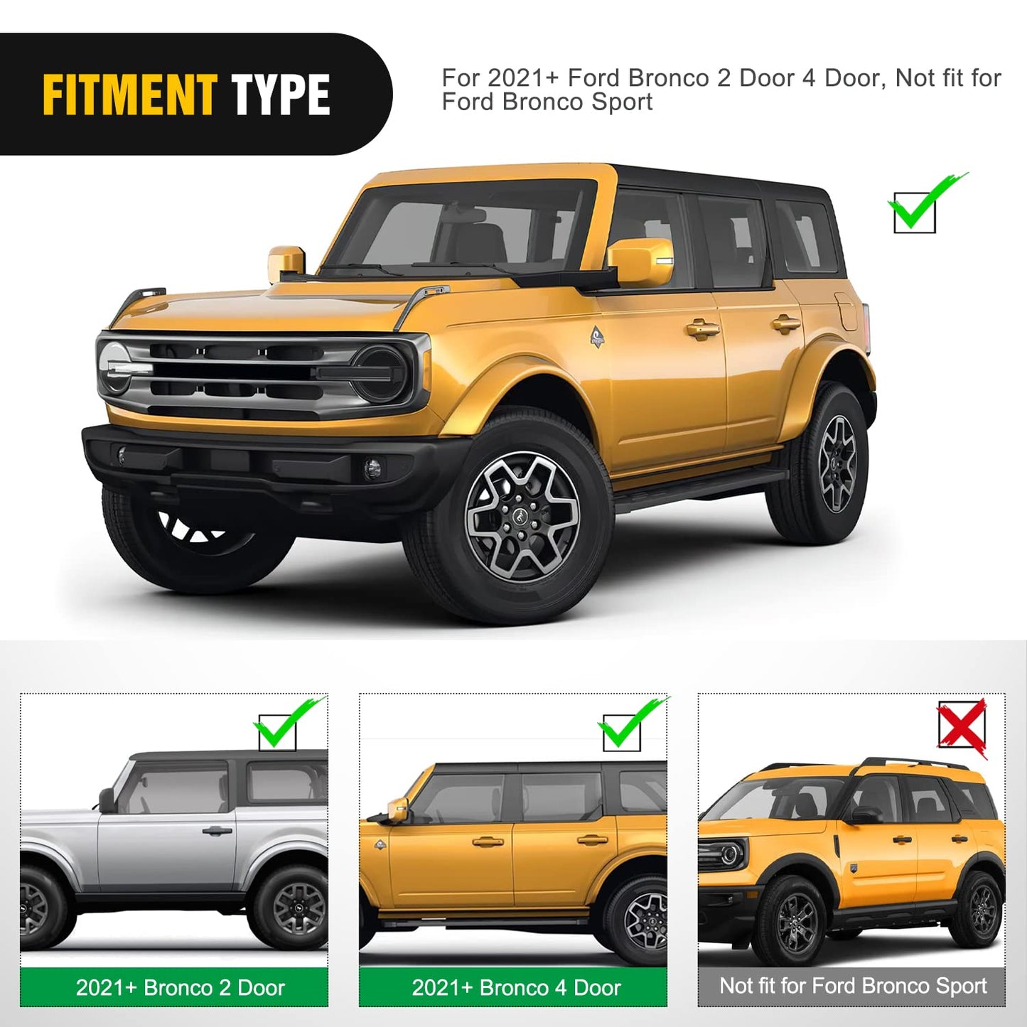 2" Rear Trailer Hitch Kit for 2021-2026 Ford Bronco 2/4-Door (Excludes Sport) - Black