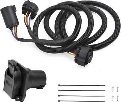 7-Foot 7-Pin Truck Bed Wiring Harness Kit for 1997-2021 Ford F-Series & GM/Ram/Toyota/Nissan - 5th Wheel/Gooseneck Compatible