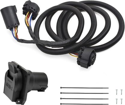 7-Foot 7-Pin Truck Bed Wiring Harness Kit for 1997-2021 Ford F-Series & GM/Ram/Toyota/Nissan - 5th Wheel/Gooseneck Compatible