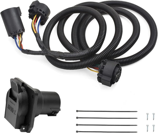 7-Foot 7-Pin Truck Bed Wiring Harness Kit for 1997-2021 Ford F-Series & GM/Ram/Toyota/Nissan - 5th Wheel/Gooseneck Compatible