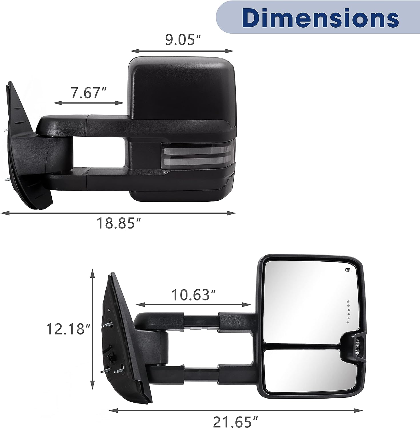 Towing Mirror for Silverado Sierra for 2007-2013 Chevy Silverado GMC Sierra - OHMU