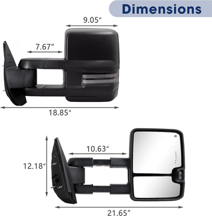 Towing Mirror for Silverado Sierra for 2007-2013 Chevy Silverado GMC Sierra - OHMU