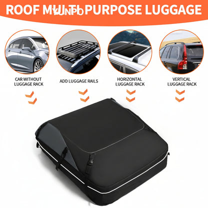 20ft³ Waterproof Rooftop Cargo Bag - Coated Zippers, Anti-Slip Mat, Works w/wo Roof Racks
