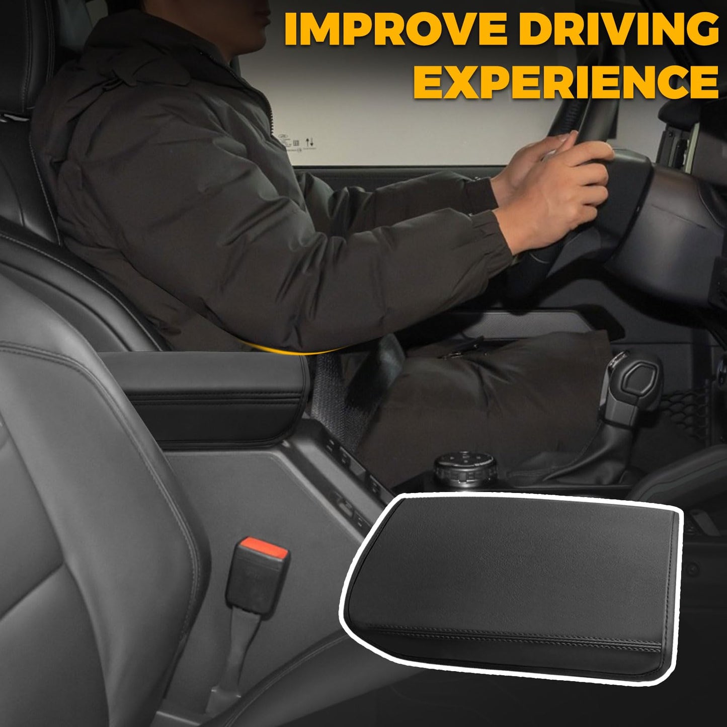 Microfiber Leather Center Console Cover for 2021-2025 Ford Bronco 2/4-Door (Excludes Sport)