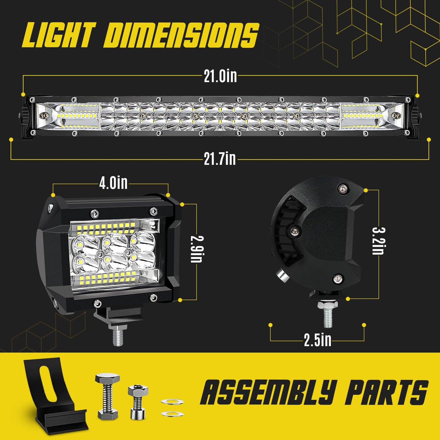 LED Light Bar Kit - 2x20" Slim Bars + 4x4" Pods + 2 Harnesses for Truck/ATV/UTV/RV