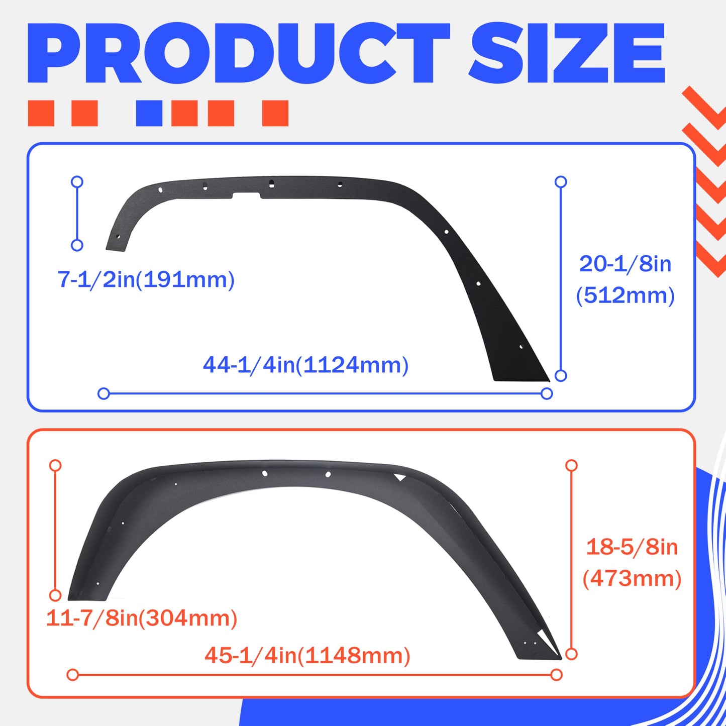 Jeep Wrangler JK JKU Fender Flares Mud Flaps Kit
