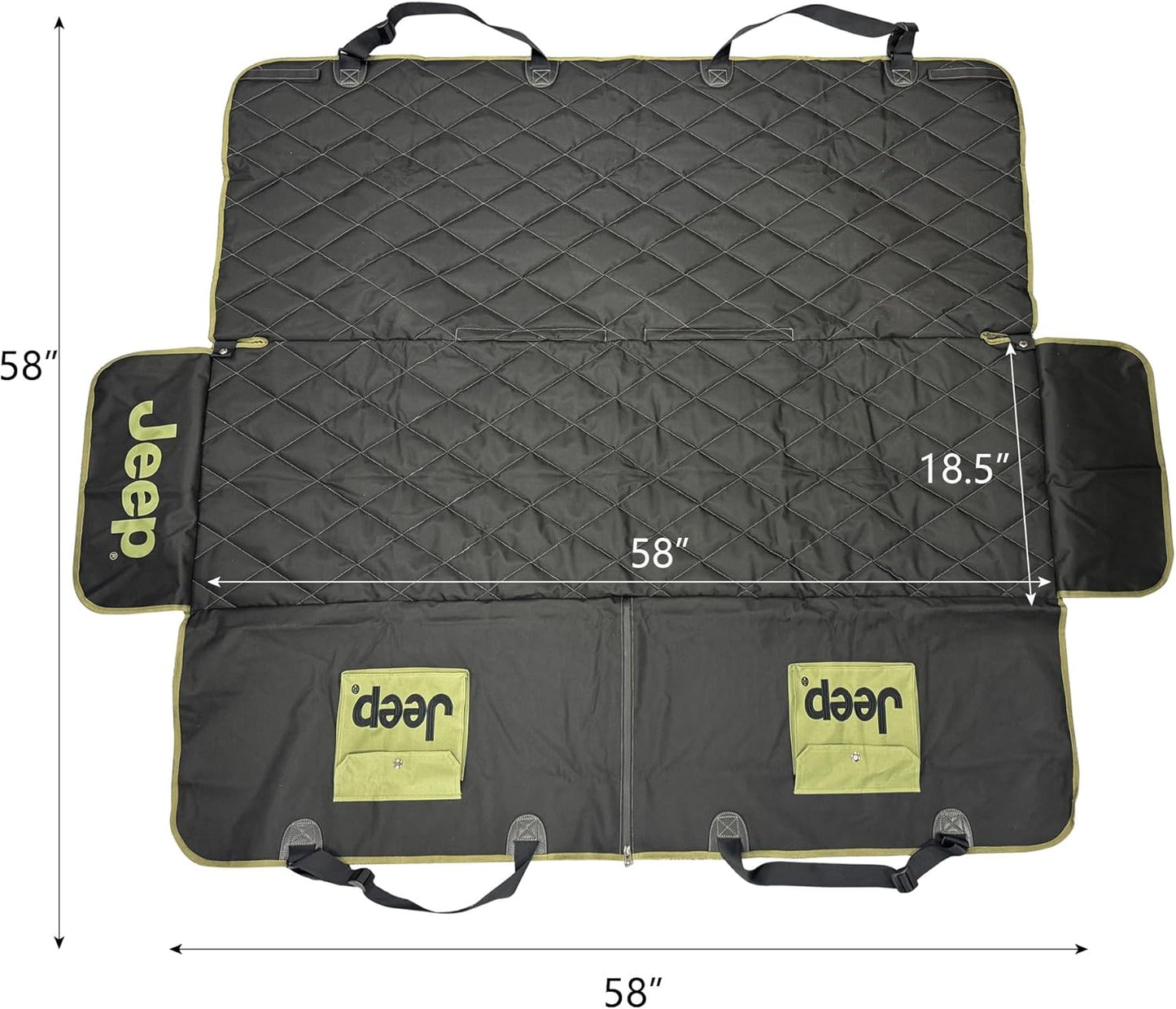 Adjustable Vehicle Seat Protector - 58"x23"x18.5", Waterproof Charcoal Black for Dogs/Pets