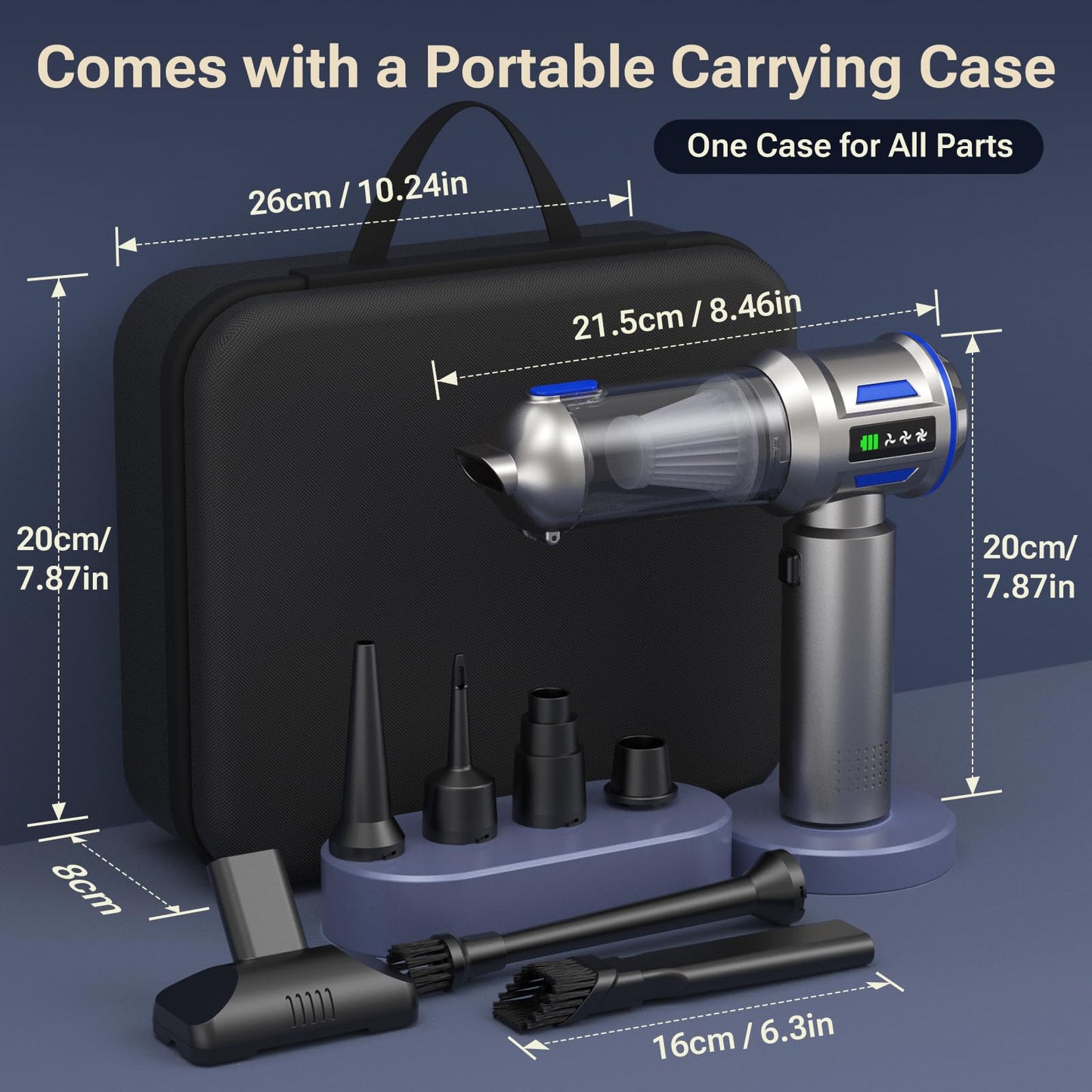 2-in-1 27000PA Brushless Car Vacuum/Air Duster - 9000mAh Cordless for Home/Office