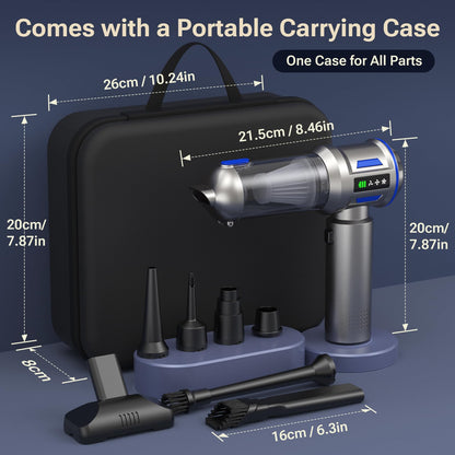 2-in-1 27000PA Brushless Car Vacuum/Air Duster - 9000mAh Cordless for Home/Office