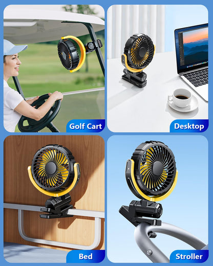 Portable Rechargeable Car Fan for Back Seat & Stroller, Quiet 360° Rotation