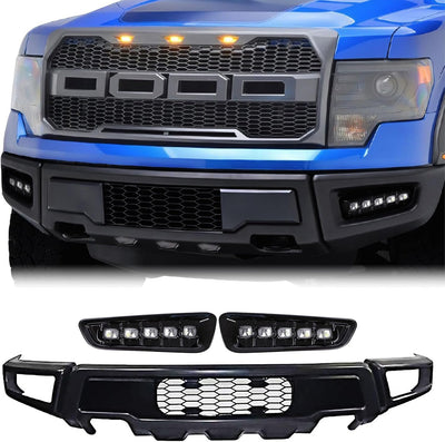Charcoal Grey Front Bumper Compatible with 2009-2014 F-150 Crew with 2 Fog Lights