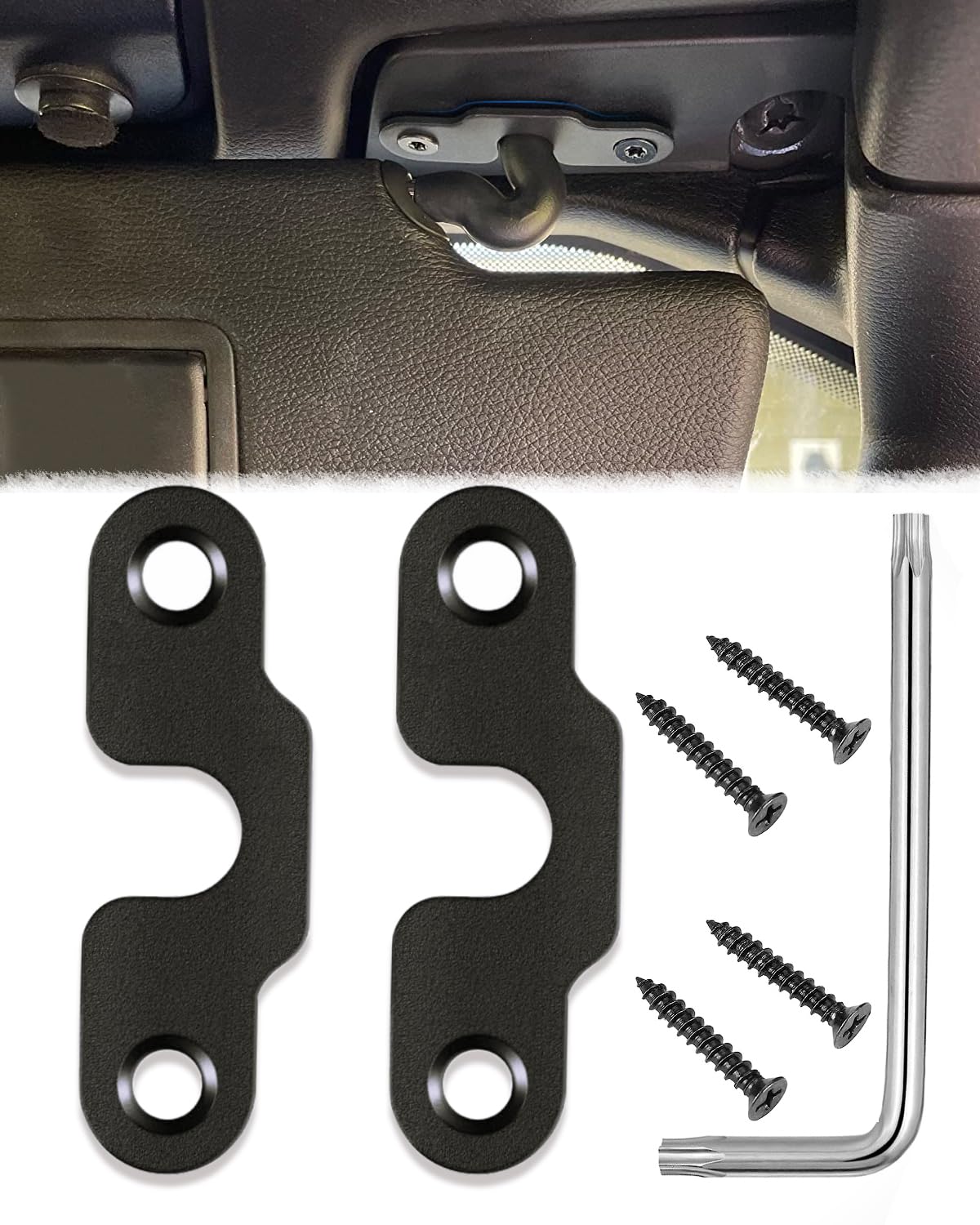 for Jeep Sun Visor Repair Kit, Aluminum Alloy Sun Visor Clips Compatible with Jeep Wrangler JK 2018/ Wrangler JL 2018 2019 2021 2022 2023/ JT Gladiator 2020 2021 2022 2023 - Upgrade Version-Black