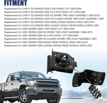 Spare Tire Winch Hoist for 2003-2010 Chevy/GMC 2500/3500 Series - Replaces 924-502/25792480/25912261/25974844